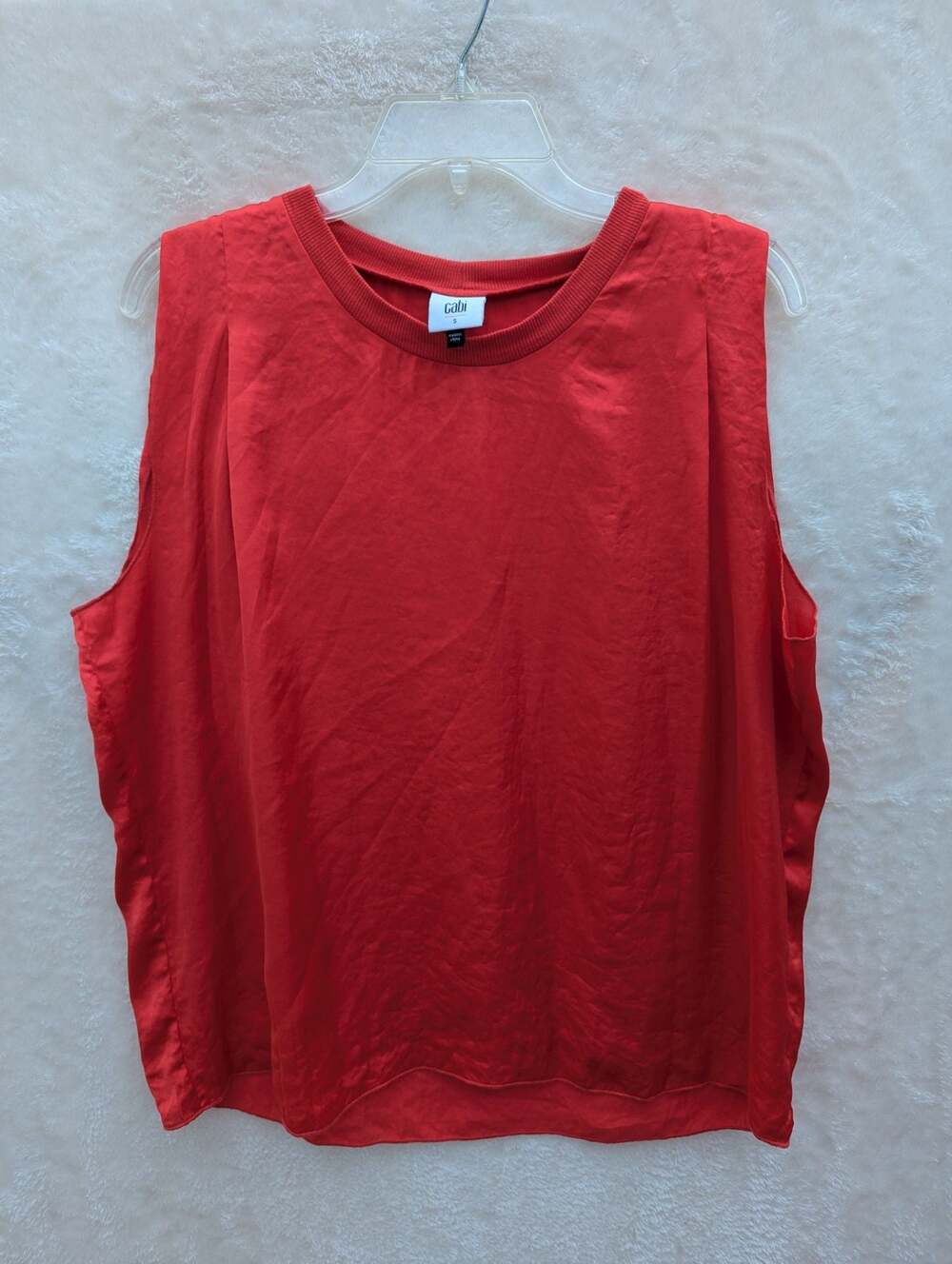 Cabi Red Silk-Alternative Sleeveless Crewneck Tank Top